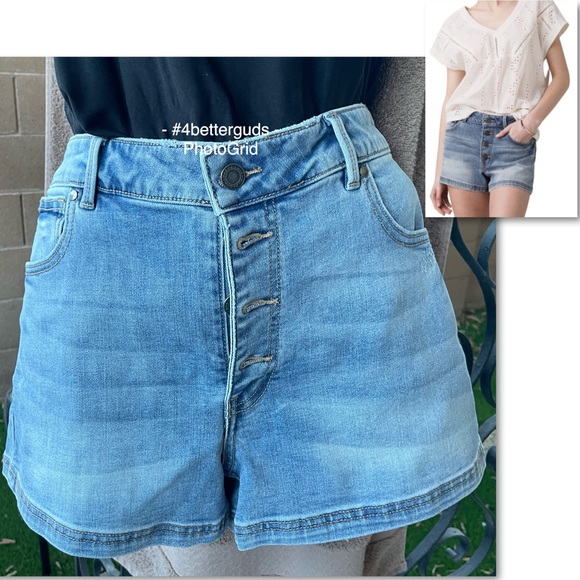 NEW prAna Gram Denim Organic Cotton Jean Short Button Fly Vintage Style Sz 14 32 - Picture 16 of 16